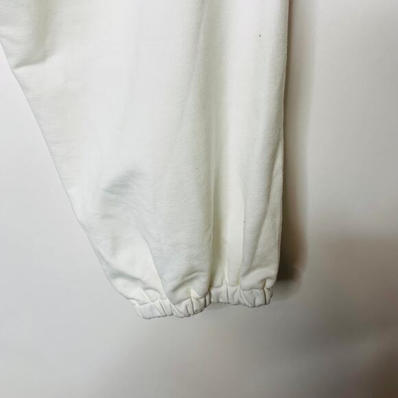 White Henley Shirt Full Gathered Sleeve Lettuce Hem Top Sz Medium - Picture 7 of 9